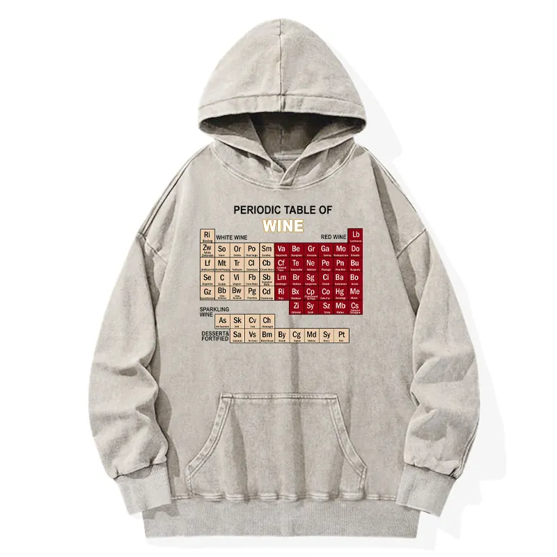 Tokyo-Tiger Table of Elements of Wine Washed Hoodie