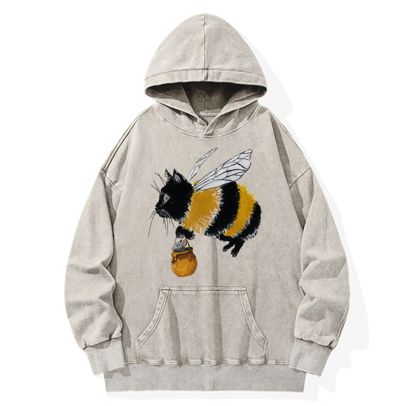 Tokyo-Tiger Catbee Funny Washed Hoodie