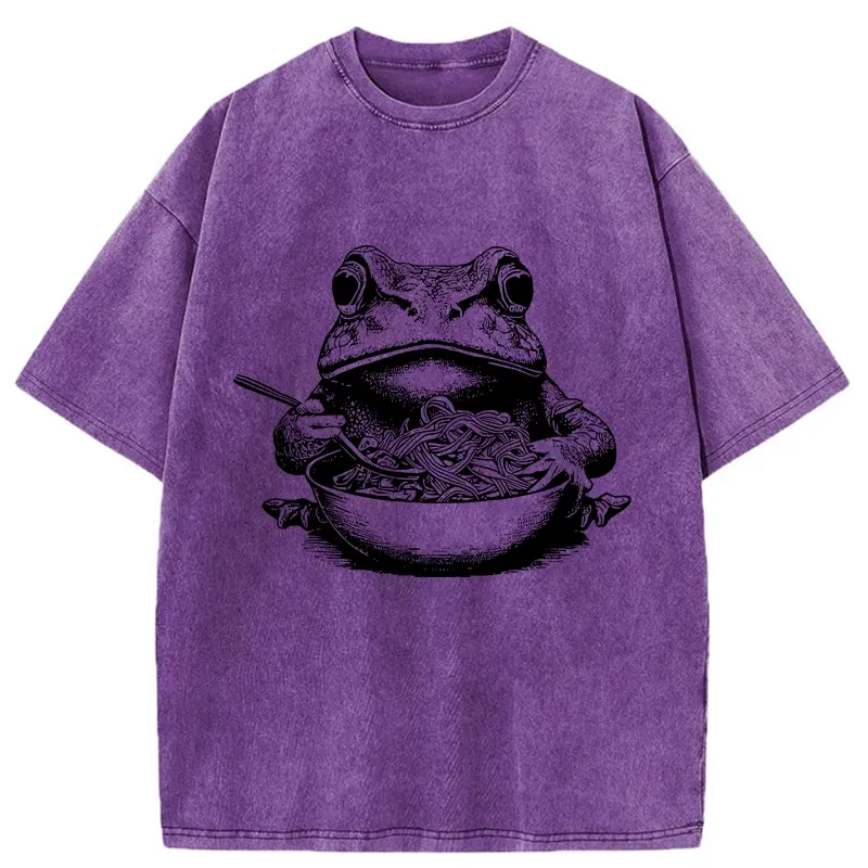 Tokyo-Tiger Obsessed With Ramen Frog Washed T-Shirt