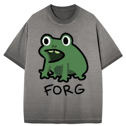 Tokyo-Tiger Funny Forg Japan Gradient Washed T-Shirt