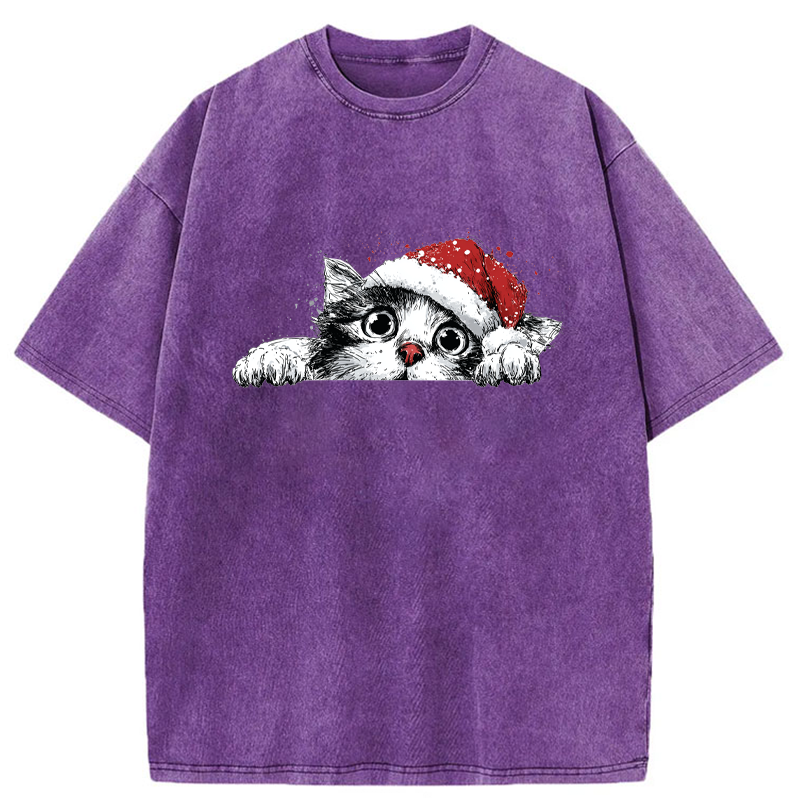 Tokyo-Tiger The Curious Christmas Cat Washed T-Shirt