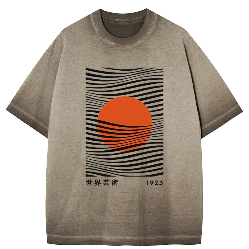 Tokyo-Tiger Minimalist Art Sun Gradient Washed T-Shirt