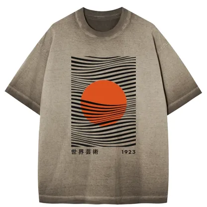 Tokyo-Tiger Minimalist Art Sun Gradient Washed T-Shirt