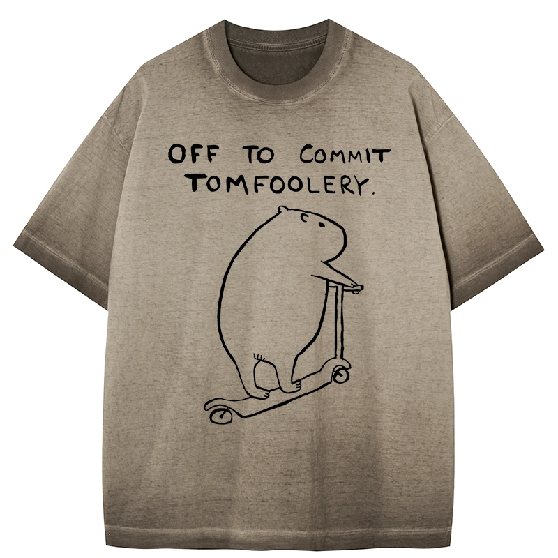 Tokyo-Tiger Capybara Is Ready To Do Something Bad Gradient Washed T-Shirt