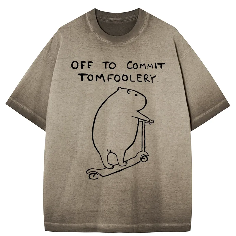 Tokyo-Tiger Capybara Is Ready To Do Something Bad Gradient Washed T-Shirt
