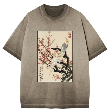 Tokyo-Tiger Whispers of Silent Blossoms Gradient Washed T-Shirt