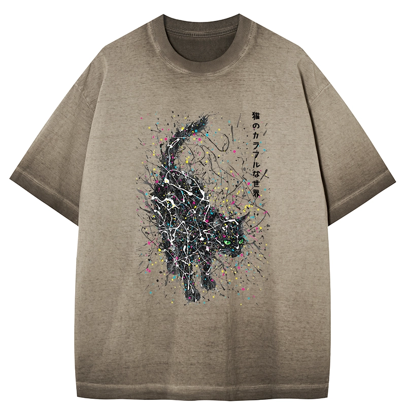 Tokyo-Tiger In The Spectrum Of Cats Gradient Washed T-Shirt