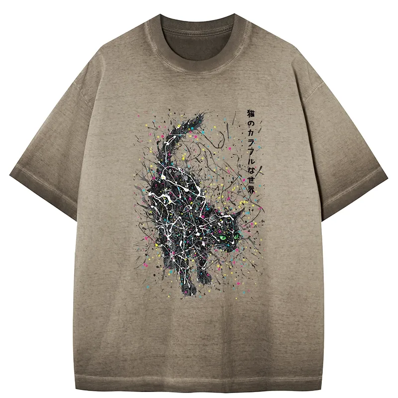 Tokyo-Tiger In The Spectrum Of Cats Gradient Washed T-Shirt