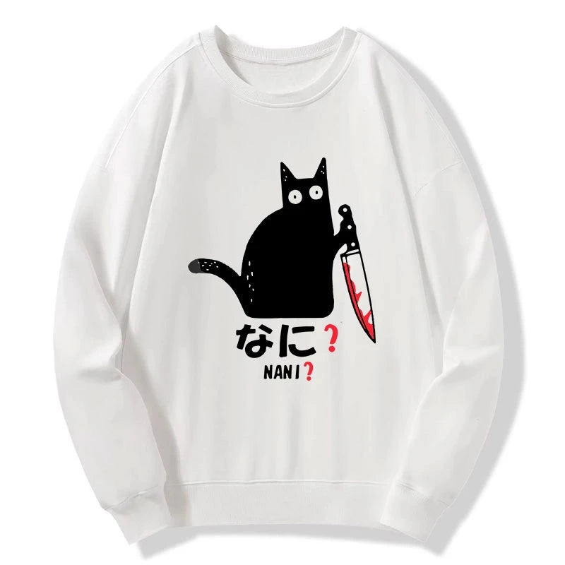 Tokyo-Tiger A Puzzled Cat Holding A Knife Sweatshirt