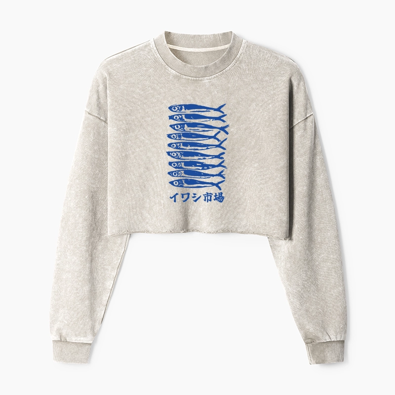 Tokyo-Tiger Sardine Market Washed Crop Sweatshirt