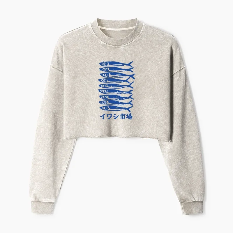Tokyo-Tiger Sardine Market Washed Crop Sweatshirt