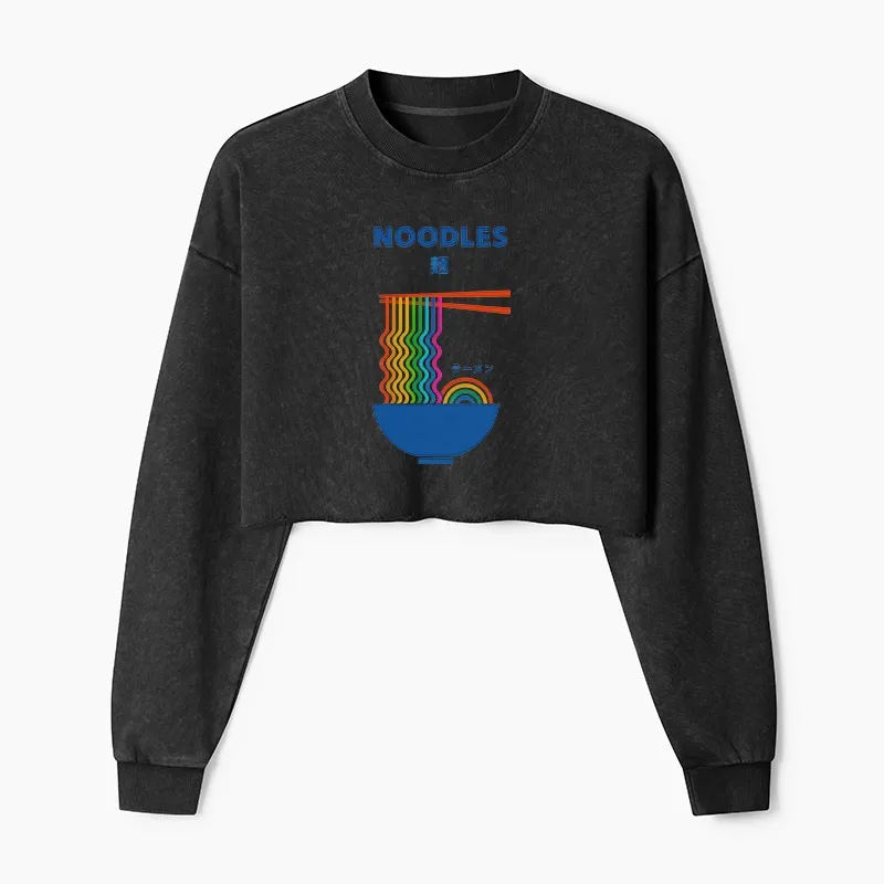Tokyo-Tiger Rainbow Ramen Washed Crop Sweatshirt