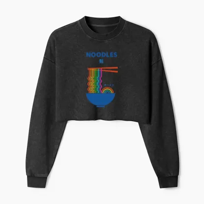 Tokyo-Tiger Rainbow Ramen Washed Crop Sweatshirt