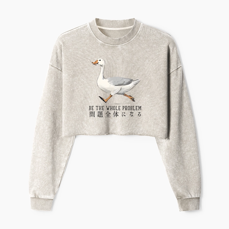 Tokyo-Tiger Running Stupid Goose Washed Crop Sweatshirt