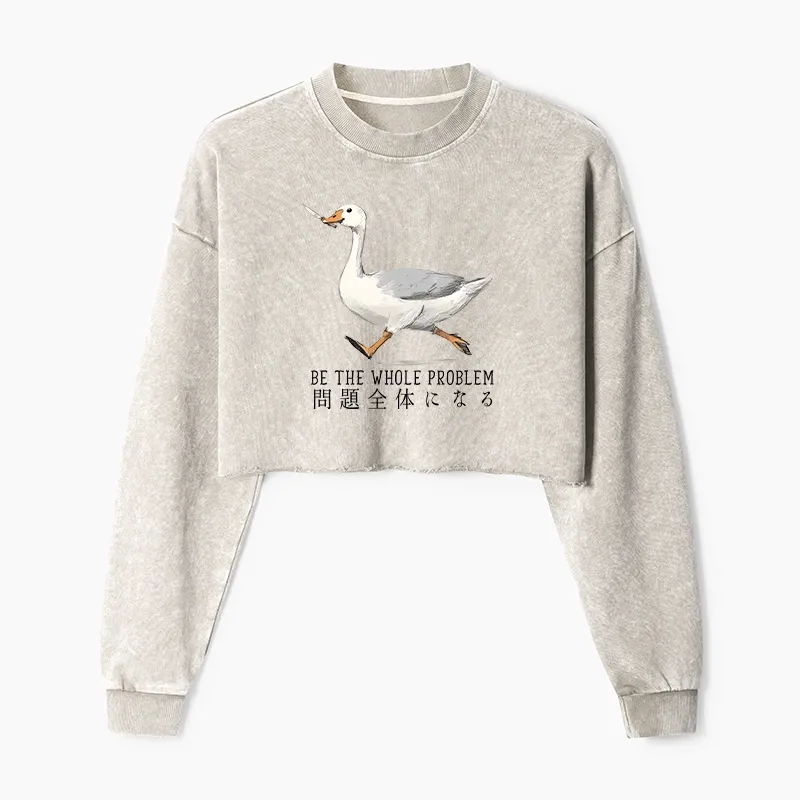Tokyo-Tiger Running Stupid Goose Washed Crop Sweatshirt