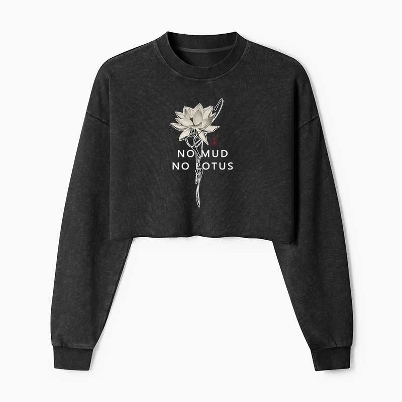 Tokyo-Tiger Japanese Zen Lotus Washed Crop Sweatshirt