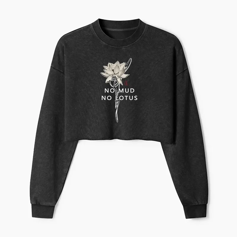 Tokyo-Tiger Japanese Zen Lotus Washed Crop Sweatshirt