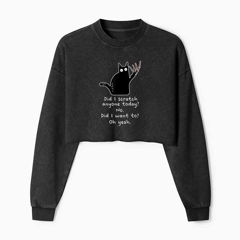 Tokyo-Tiger Cats With Sharp Claws Washed Crop Sweatshirt