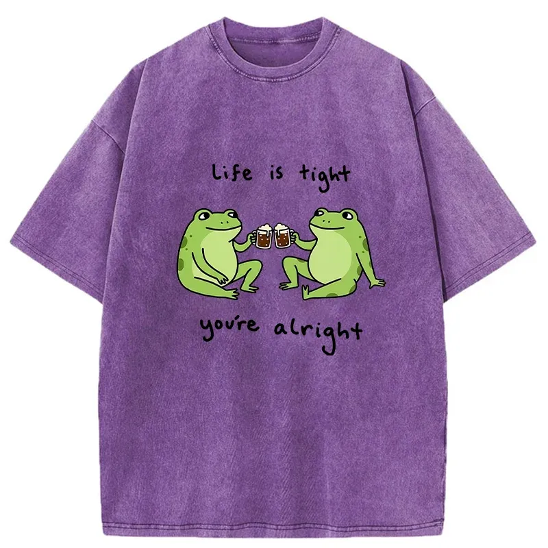 Tokyo-Tiger Frog's Happy Life Washed T-Shirt