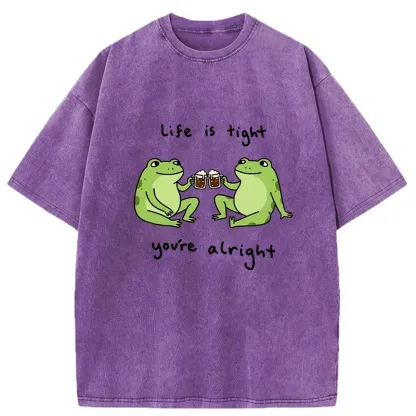 Tokyo-Tiger Frog's Happy Life Washed T-Shirt