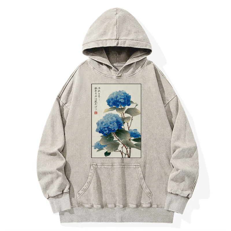 Tokyo-Tiger Ukiyoe Hydrangeas: A Reflection of the Soul Washed Hoodie