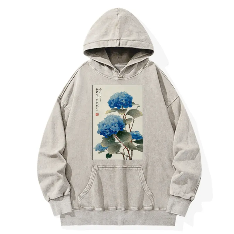 Tokyo-Tiger Ukiyoe Hydrangeas: A Reflection of the Soul Washed Hoodie
