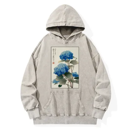Tokyo-Tiger Ukiyoe Hydrangeas: A Reflection of the Soul Washed Hoodie