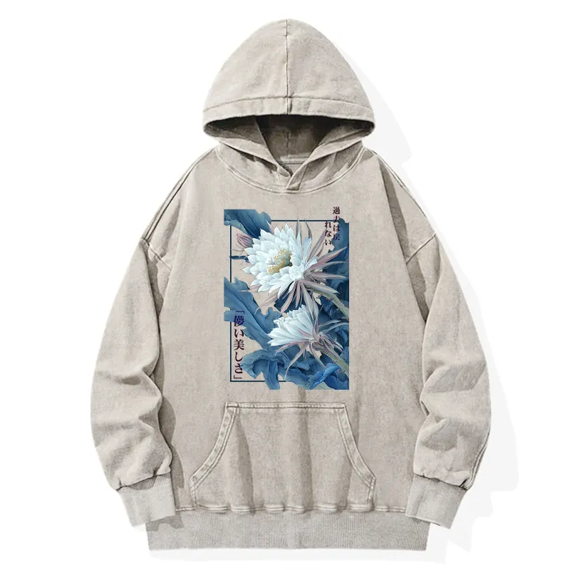 Tokyo-Tiger Vintage Epiphyllum-Short-lived beauty Poster Washed Hoodie