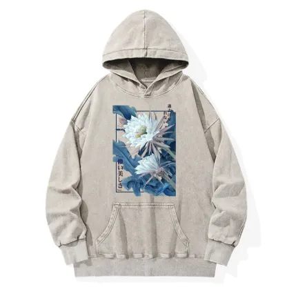 Tokyo-Tiger Vintage Epiphyllum-Short-lived beauty Poster Washed Hoodie