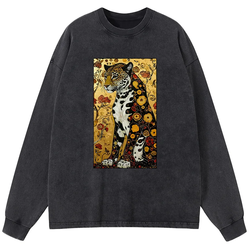 Tokyo-Tiger Magnificent Leopard Washed Long Sleeve T-Shirt