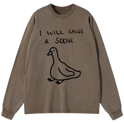 Tokyo-Tiger Stupid Goose Funny Japan Retro Washed Long Sleeve T-Shirt