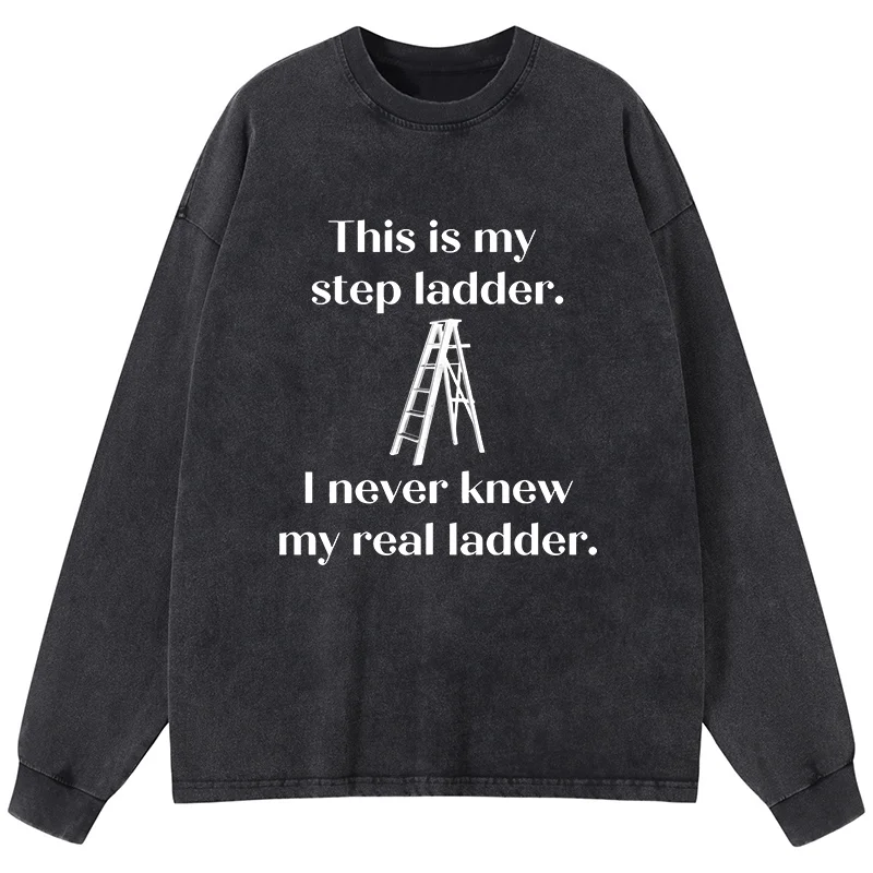 Tokyo-Tiger A Real Ladder Funny Washed Long Sleeve T-Shirt