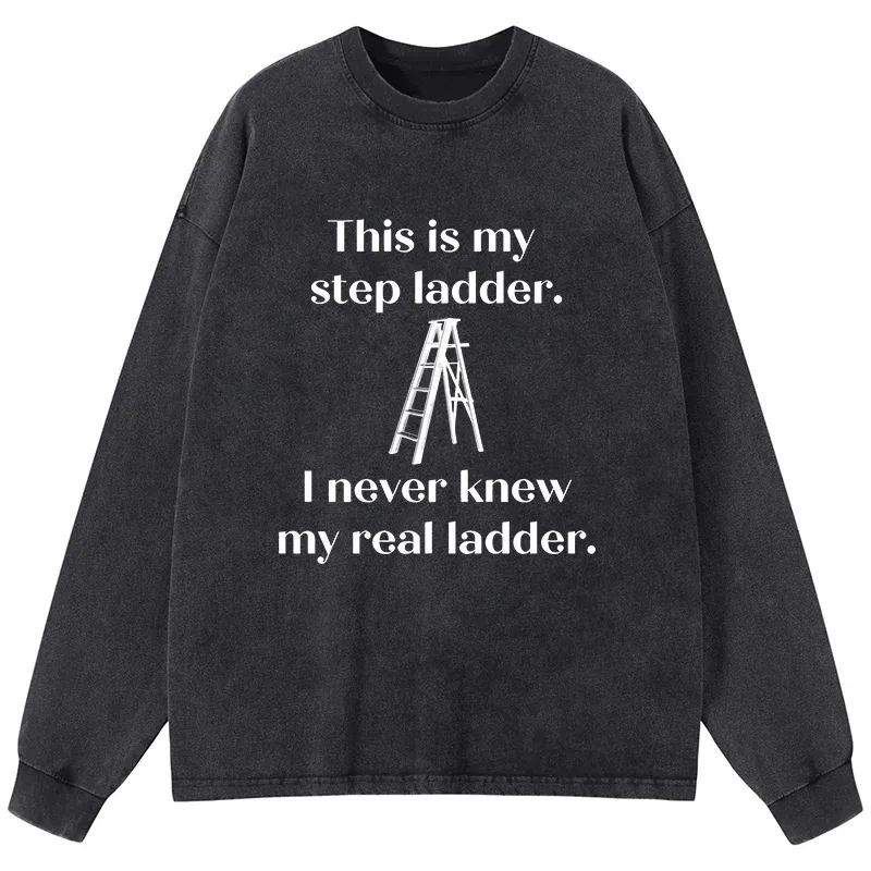 Tokyo-Tiger A Real Ladder Funny Washed Long Sleeve T-Shirt