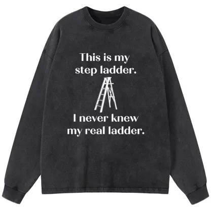Tokyo-Tiger A Real Ladder Funny Washed Long Sleeve T-Shirt