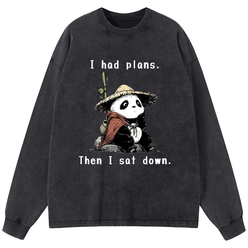 Tokyo-Tiger The Maybe Later Panda Washed Long Sleeve T-Shirt