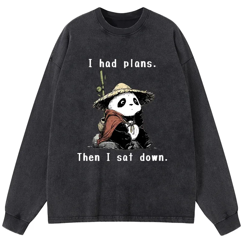 Tokyo-Tiger The Maybe Later Panda Washed Long Sleeve T-Shirt