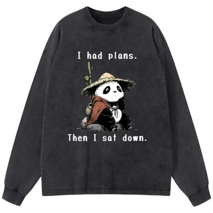 Tokyo-Tiger The Maybe Later Panda Washed Long Sleeve T-Shirt