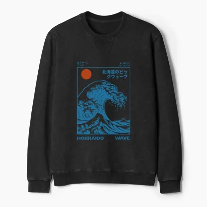 Tokyo-Tiger Hokkaido Wave Japan Washed Terry Sweatshirt