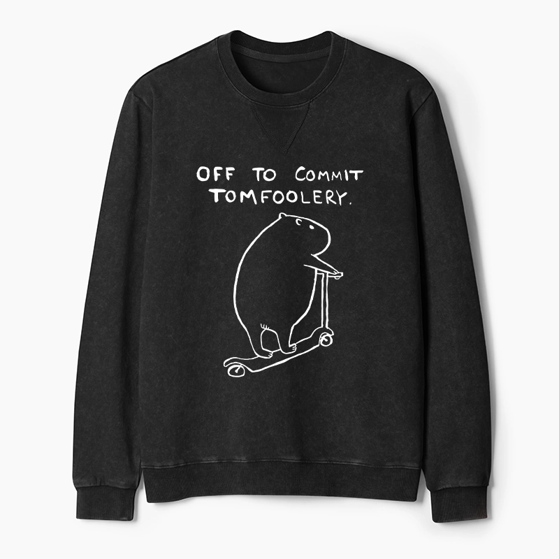 Tokyo-Tiger Capybara Is Ready To Do Something Bad Washed Terry Sweatshirt