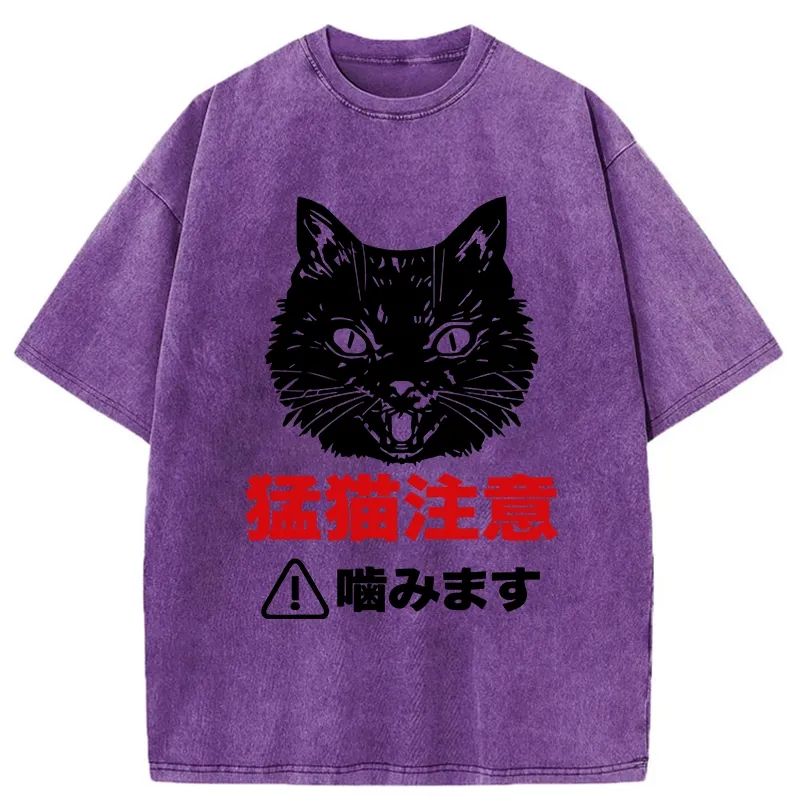 Tokyo-Tiger Fierce Cat Beware Washed T-Shirt