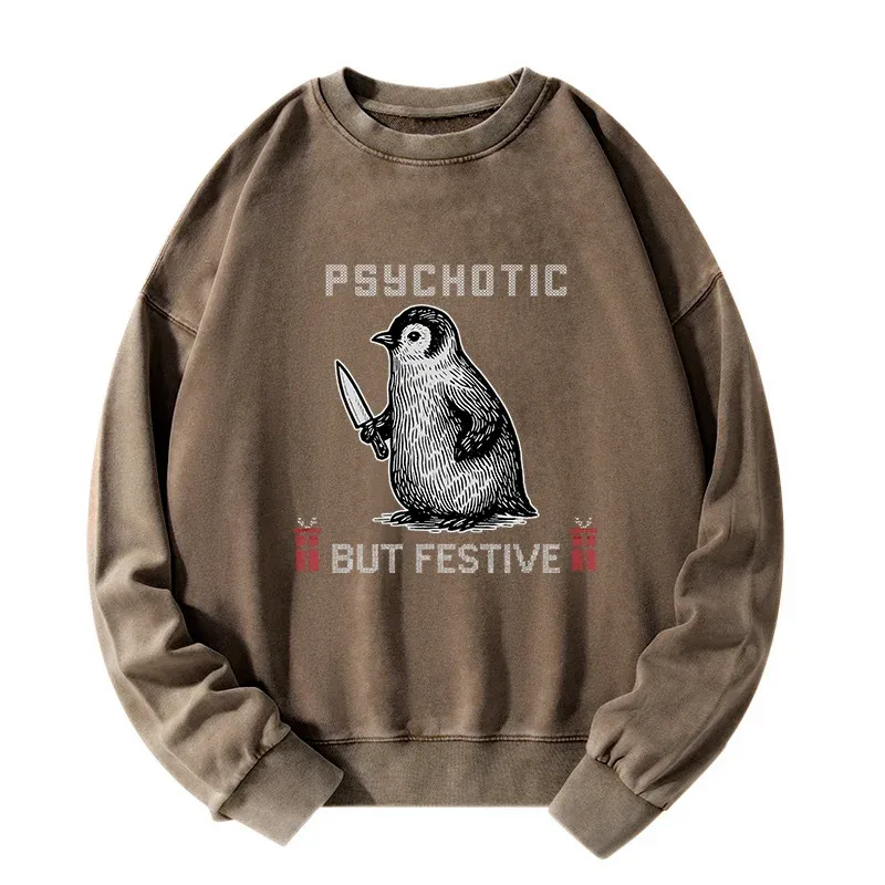 Tokyo-Tiger Overstimulated but Festive Christmas Washed Sweatshirt