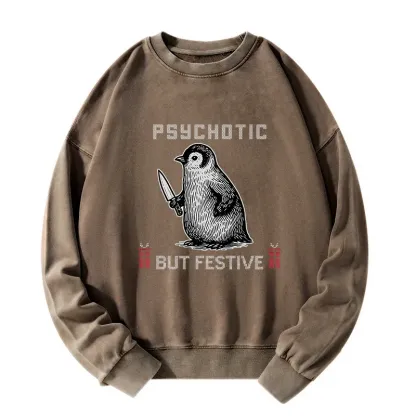 Tokyo-Tiger Overstimulated but Festive Christmas Washed Sweatshirt