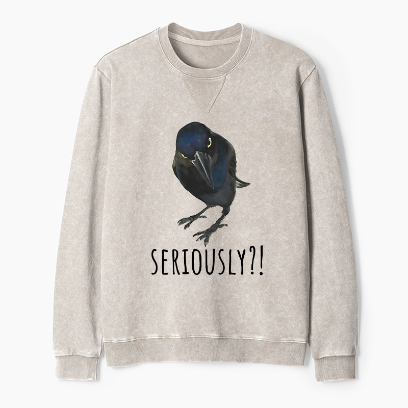 Tokyo-Tiger Raven's Question Washed Terry Sweatshirt