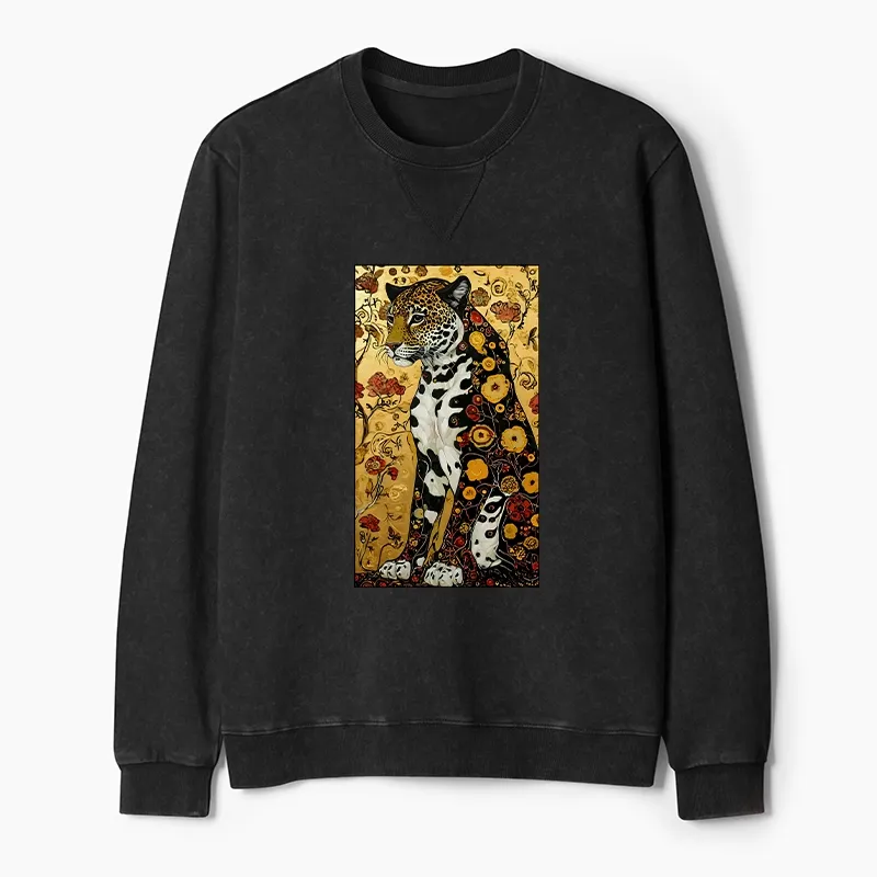 Tokyo-Tiger Magnificent Leopard Washed Terry Sweatshirt
