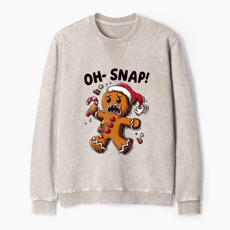 Tokyo-Tiger Oh Snap The Gingerbread Man's Christmas Chaos Washed Terry Sweatshirt
