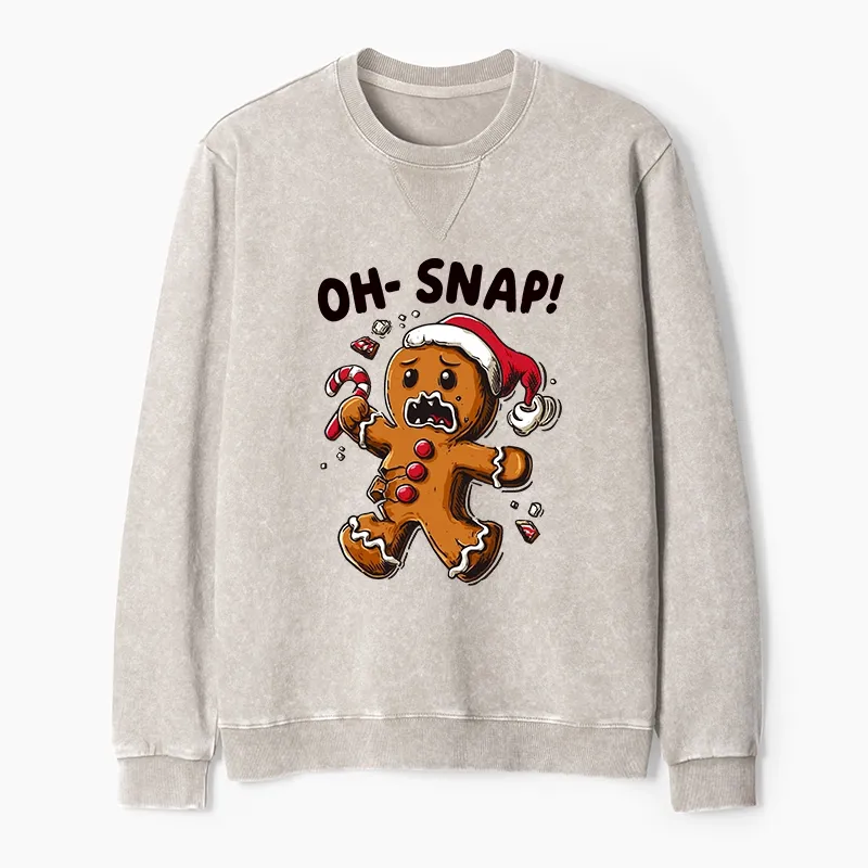 Tokyo-Tiger Oh Snap The Gingerbread Man's Christmas Chaos Washed Terry Sweatshirt