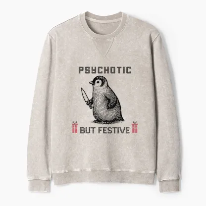 Tokyo-Tiger Overstimulated but Festive Christmas Washed Terry Sweatshirt