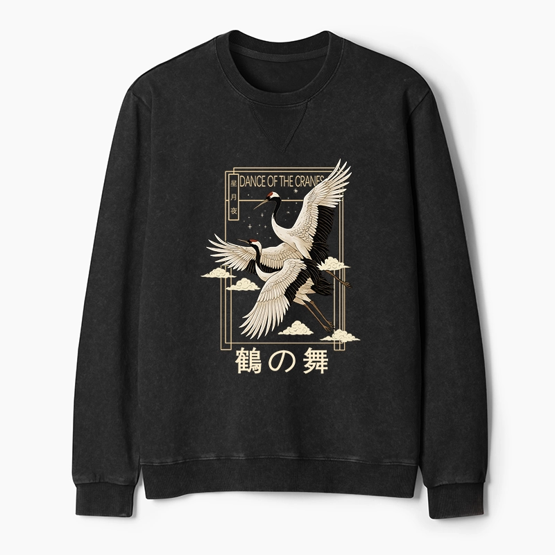 Tokyo-Tiger Dance Of The Cranes Washed Terry Sweatshirt