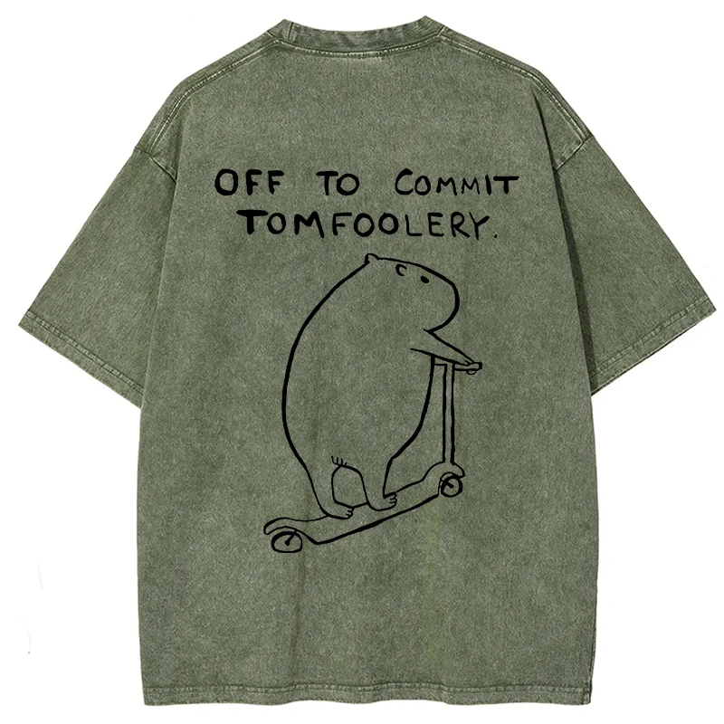 Tokyo-Tiger Capybara Is Ready To Do Something Bad Back Washed T-Shirt