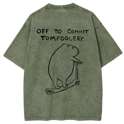 Tokyo-Tiger Capybara Is Ready To Do Something Bad Back Washed T-Shirt